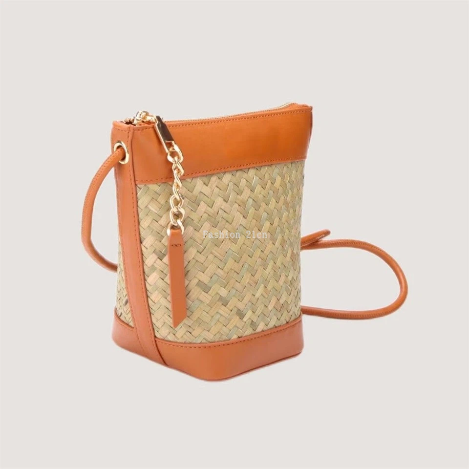 Women Woven PU&Reed Shoulder Bag